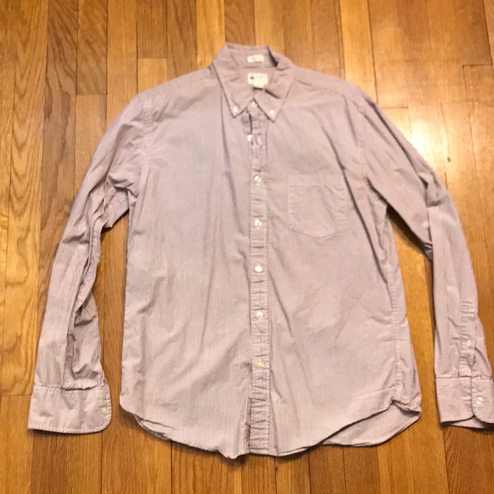 J crew men’s crimson stripe button up